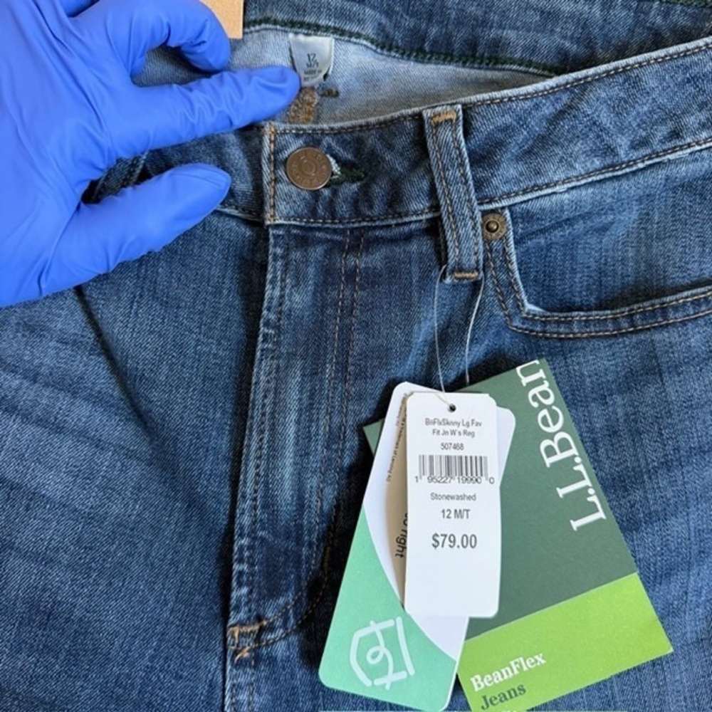 L.L.Bean BeanFlex Skinny Leg Jeans Wmns 12 MT Tall Favorite Fit Stonewashed NWT - Picture 7 of 14